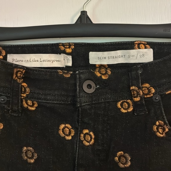 Pilcro and the Letterpress Gold Floral Embellished Jeans - Picture 6 of 8